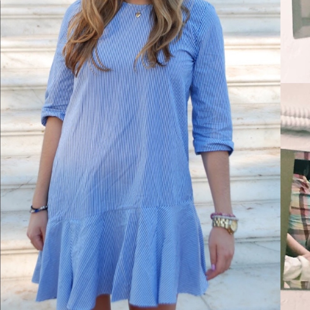 Zara Asymmetric Hem Striped Work Dress